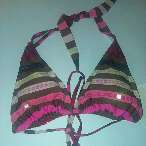 NWT Striped Bikini With Sequin Accents - Picture 2 of 7